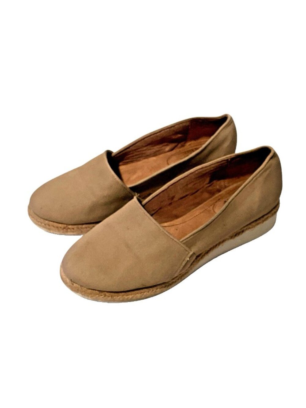 Life Stride Colby 2 Womens Slip On Canvas Shoe Size 9M Taupe Wedge Heel